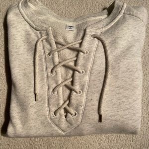 Lace-Up Crew-Neck Sweatshirt for Women